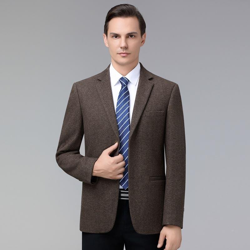 秋冬季羊绒西装男商务休闲加厚单西件外上衣爸621-16中年爸羊毛服