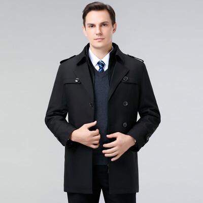 225秋冬季0新款可脱卸休闲衣男长款翻领青2159-C风年上衣商务英伦