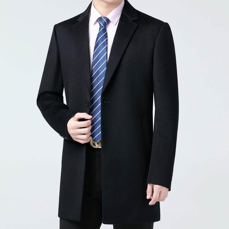 秋冬羊毛大衣男士中长款西装毛领修羊毛呢外子大85026-OP衣套男装