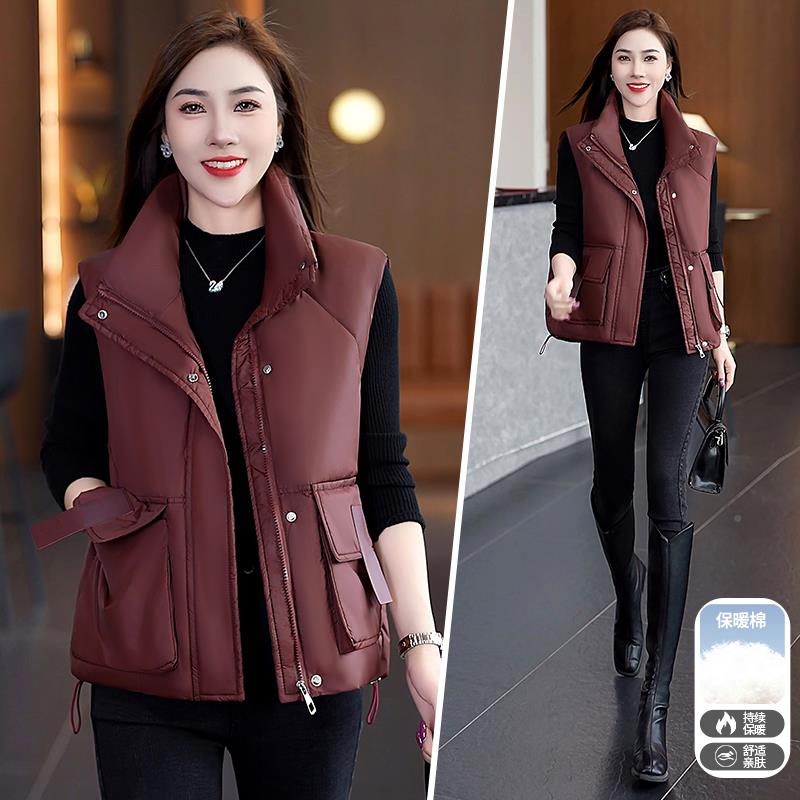2短款羽绒棉马甲女秋冬20坎4新款女84228230士松肩宽马夹外穿洋气