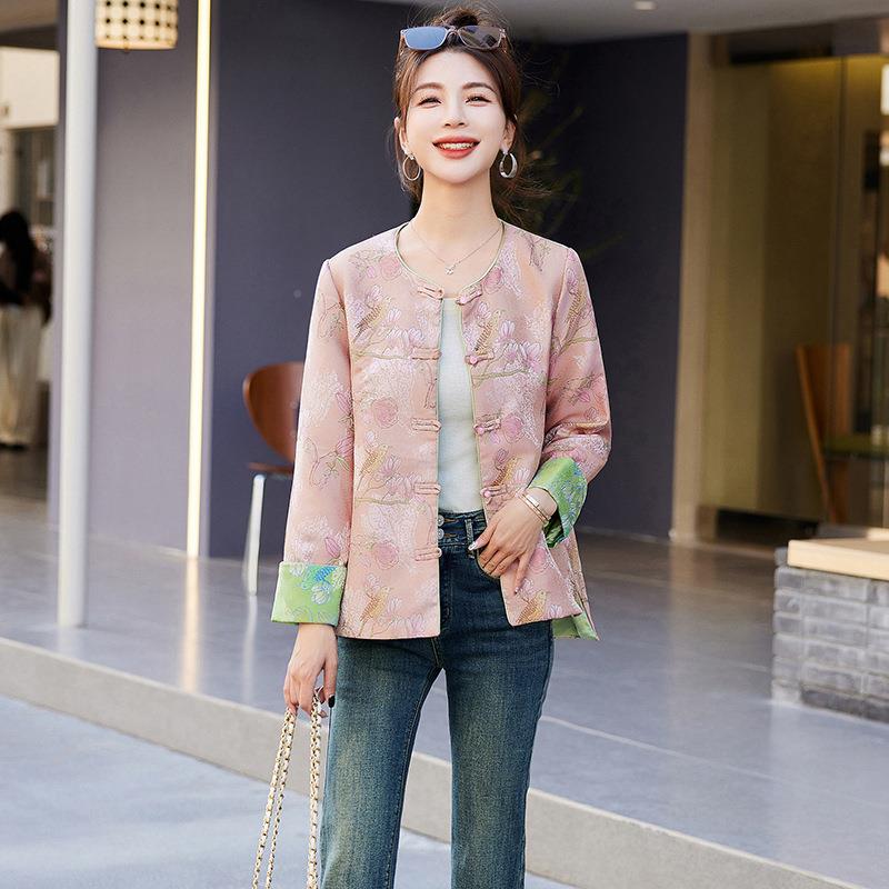 225SP6001-0春秋款装新中0式国风盘扣绣花气质时尚新女开衫外套 S