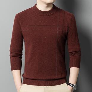 YA套高档厚款 头闲冬季 中年HG988 时羊毛衫 毛衣尚休圆领针织羊 男士