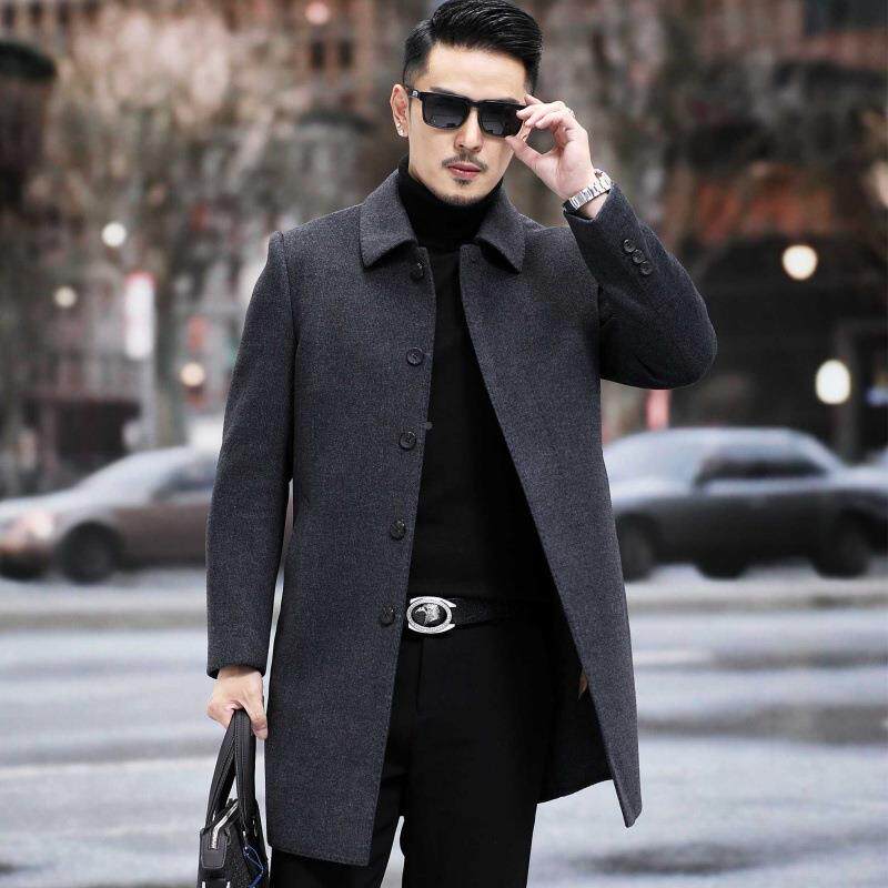 双面羊绒内大衣男冬拆11592-PP季套可卸羽绒胆羊毛呢外中长款商务