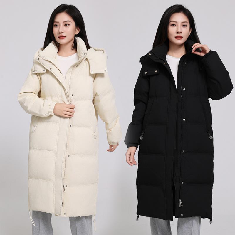 正品东撤柜北超90白鸭绒羽绒服中长高款2142-0401025新款厚级感过