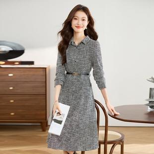 系带时尚 秋冬季 气质通收腰显瘦翻LB7502领中长款 女装 勤L连0衣 新品