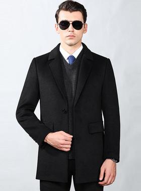 22098-ZZ024秋冬闲双面呢羊绒外套男士中年务西休领装韩版男装羊