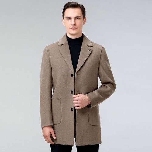 2衣024冬装羊绒青中年士西装23918-ZZ双面羊呢大衣男中长款保暖毛