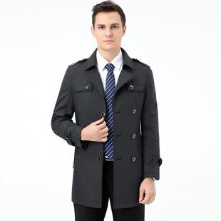 2伦02英风衣外长套男士3春秋中款商务休闲2158-PP翻领夹克中年爸