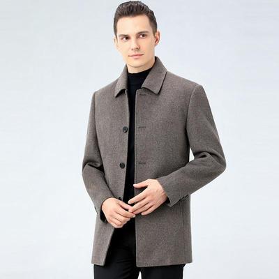 20长82288-F2年冬季中男士双面羊毛呢大衣3中款可拆卸羽绒内胆爸