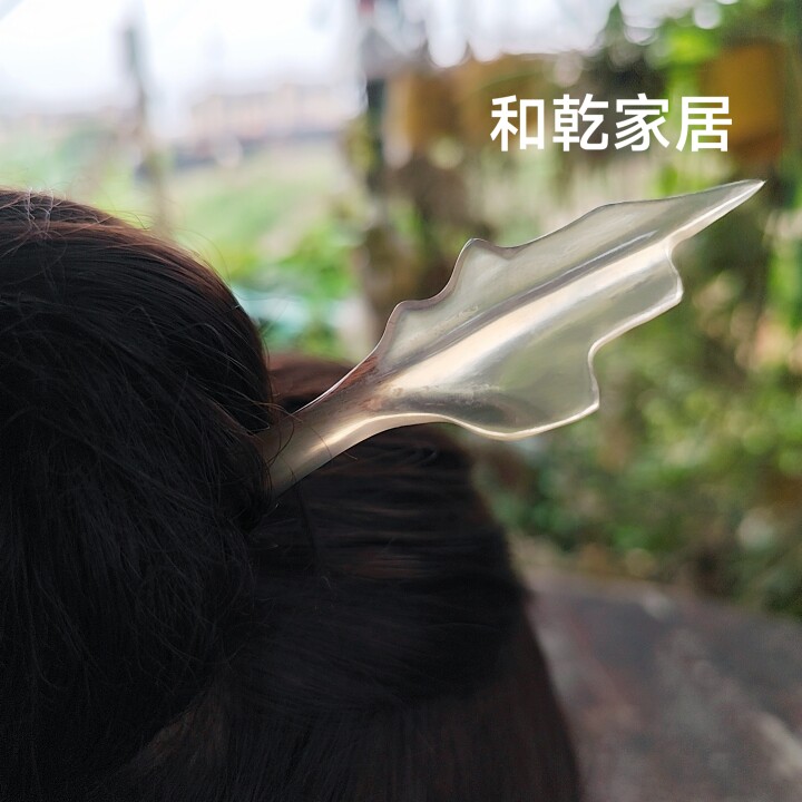和乾羊角发簪鱼尾造型定制 纯手工雕刻汉服盘发簪古风国风cos