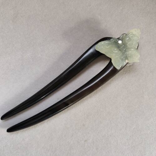 天然牛角釉玉蝴蝶发簪古风汉服旗袍盘发配饰简约百搭气质优雅
