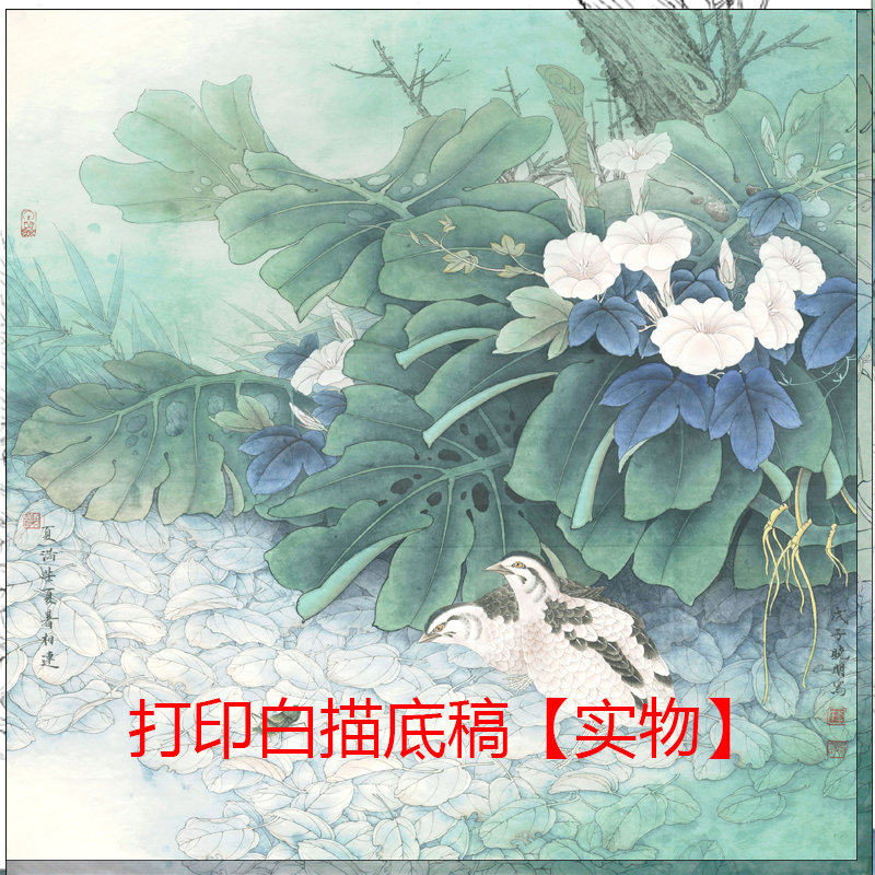 国画工笔画打印白描底稿李晓明斗方安居乐业初学者临摹宣纸透稿,家居饰品,国画,淘宝优惠券,粉丝福利购,淘宝优惠卷