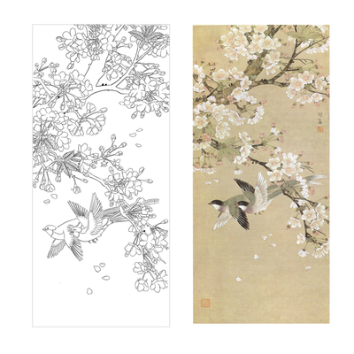 喻继高白描底稿国画工笔画