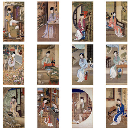 国画工笔画打印白描底稿人物仕女初学者临摹勾线过搞练习上色