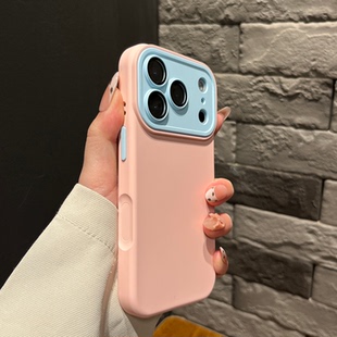 11软保护套 13防摔12 简约大视窗撞色镜头手机壳适用iPhone17PROMAX全包苹果15 16plus纯色液态多巴胺情侣14