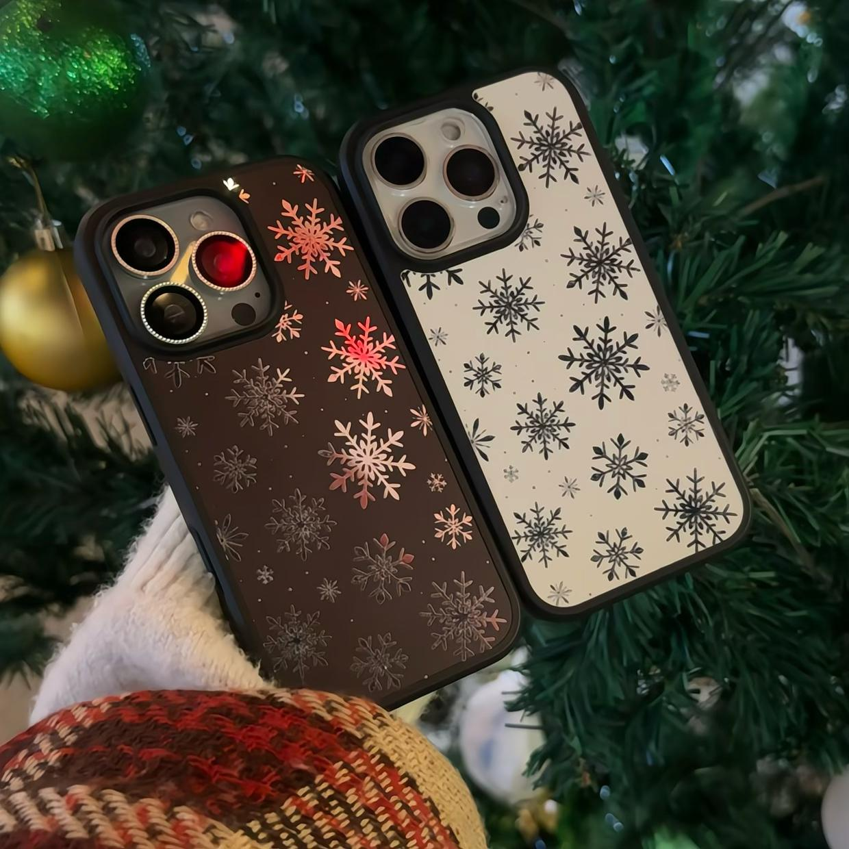 ins风简约冬日雪花适用IPhone17pro手机壳苹果17/16新款小米17pro黑边镜面华为Mate80/Pura80防摔红米K90荣耀,3C数码配件,手机保护套/壳,淘宝优惠券,粉丝福利购,淘宝优惠卷