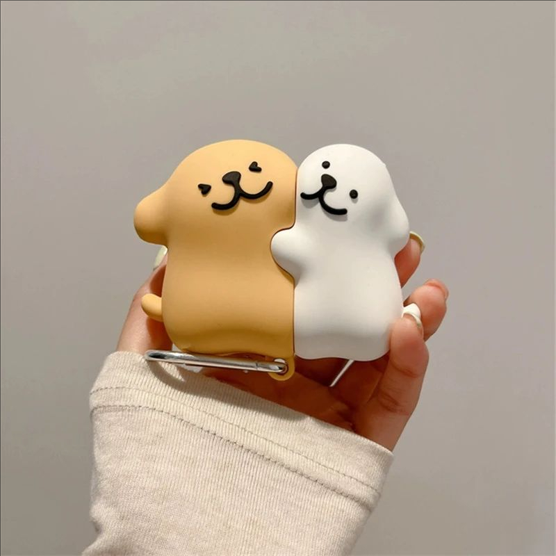 日韩ins线条可爱小狗适用于AirPods/spro4苹果AirPods Pro二代保护套AirPods3软无线蓝牙情侣保护套
