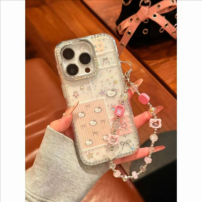 高级感凯蒂猫闪钻边框手机壳