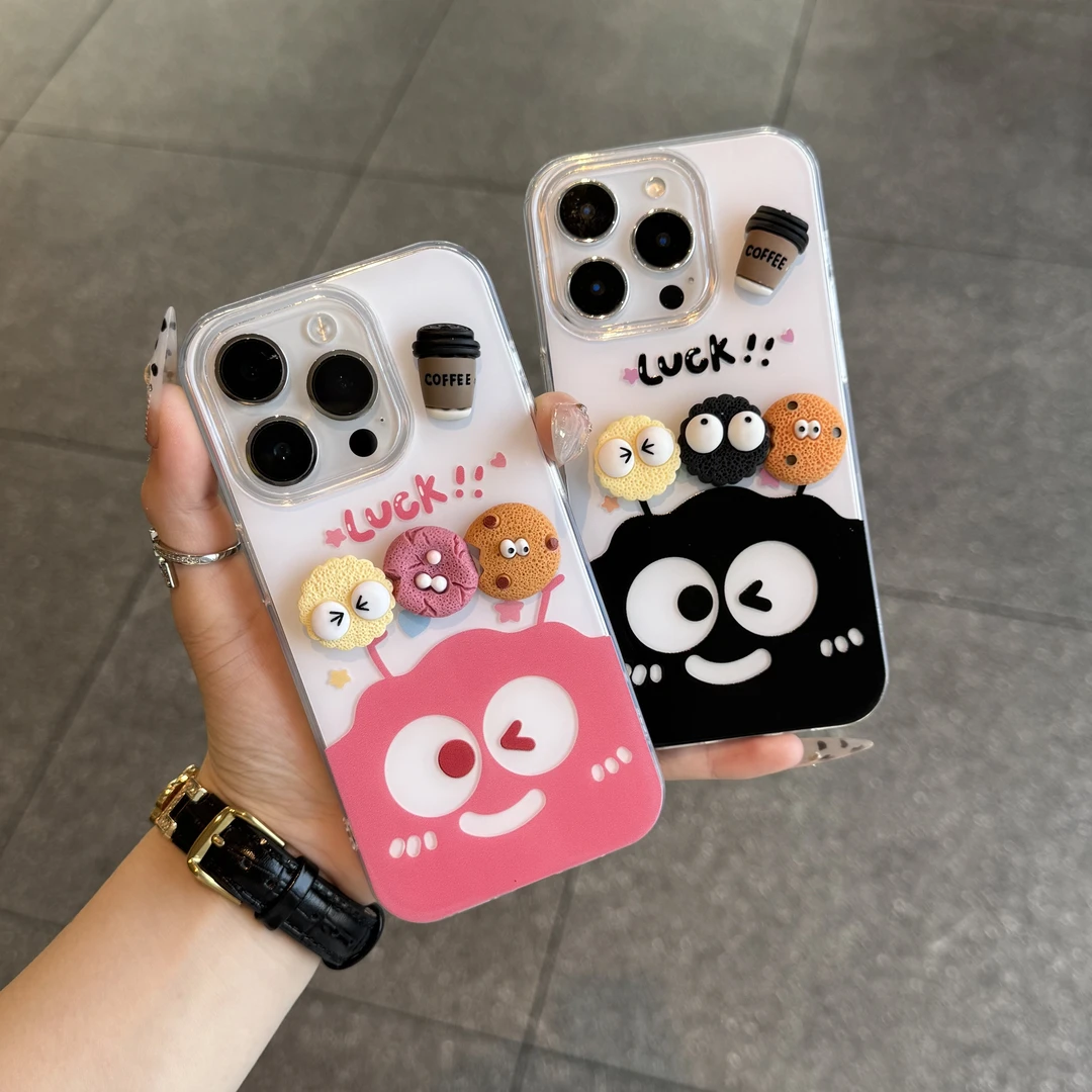 创意煤球贴件适用iPhone16/15promax手机壳小众情侣苹果14/13/12/11pro高级感pura70小清新华为Mate60/70软壳,3C数码配件,手机保护套/壳,淘宝优惠券,粉丝福利购,淘宝优惠卷