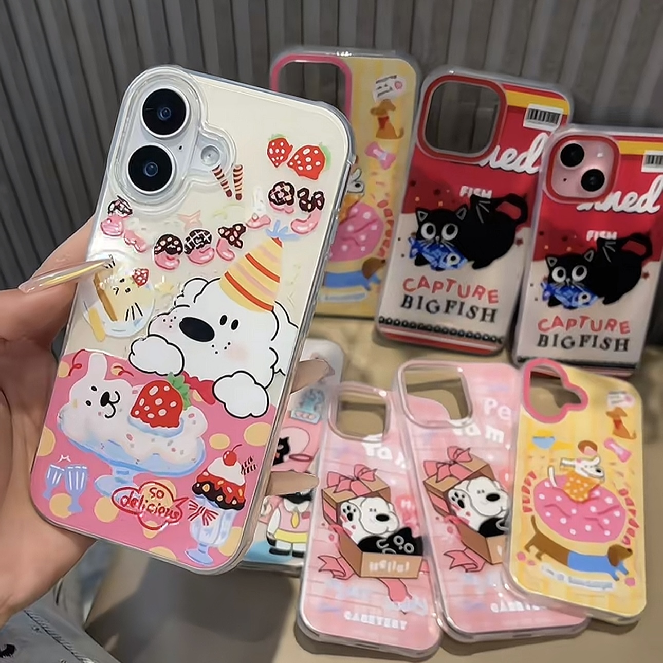 日韩ins卡通动物插画情侣手机壳