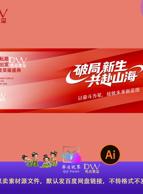 红色创意简约高级高端年会峰会发布会主视觉KV展板背景设计素材ai