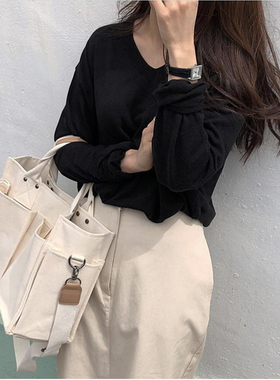 新款潮韩国ins大容量学生单肩帆布包斜挎手提托特包上课通勤