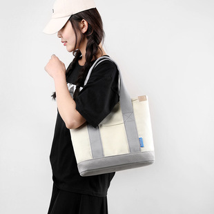 2025新款分隔帆布包托特女包单肩包斜跨包百搭上班通勤大包电脑包