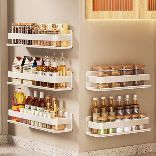 白色厨房调料置物架25cm35长壁挂免打孔油盐酱醋收纳架小型小尺寸