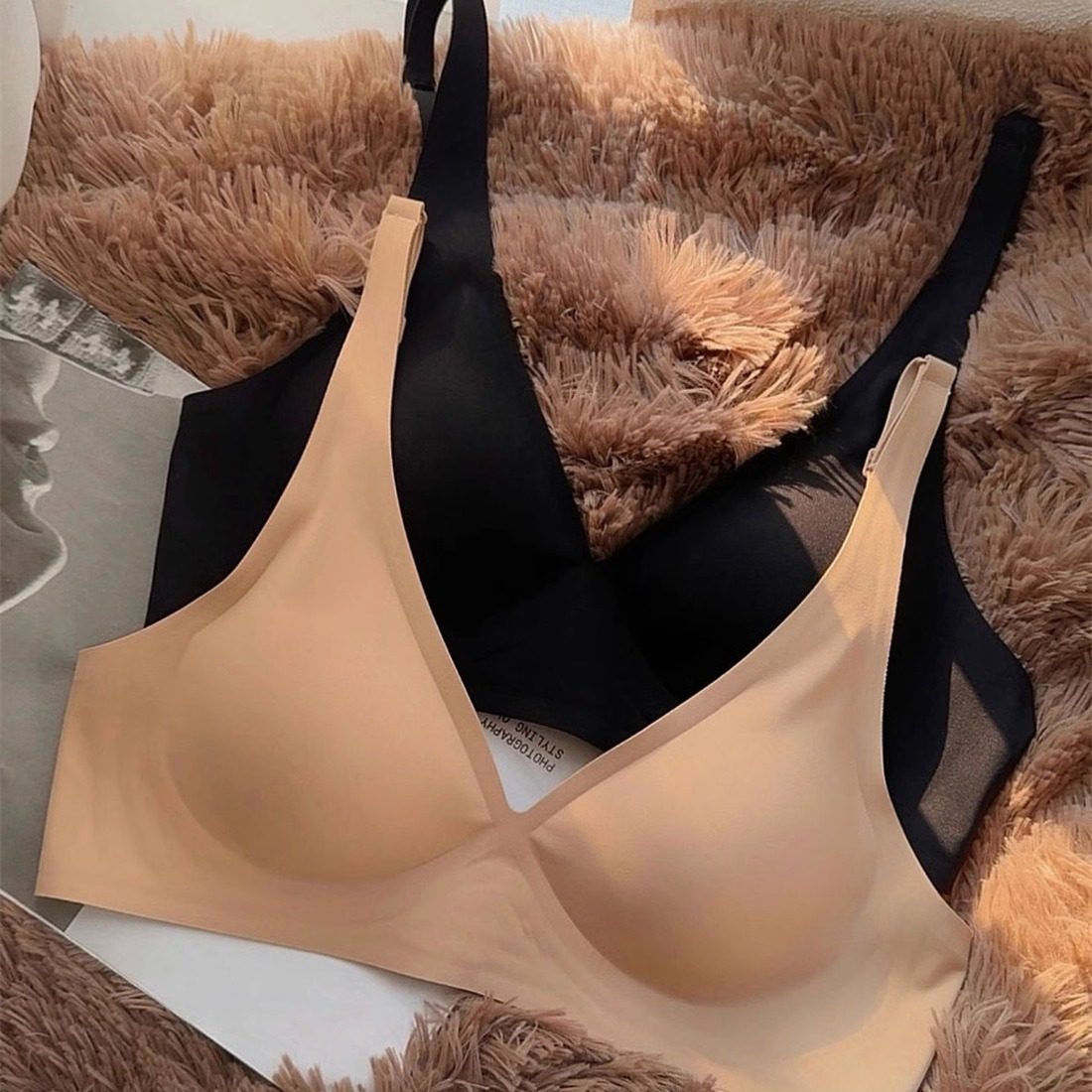 G系肯豆 深V隐形无痕内衣女大胸显小胸聚拢收副乳欧美无钢圈文胸