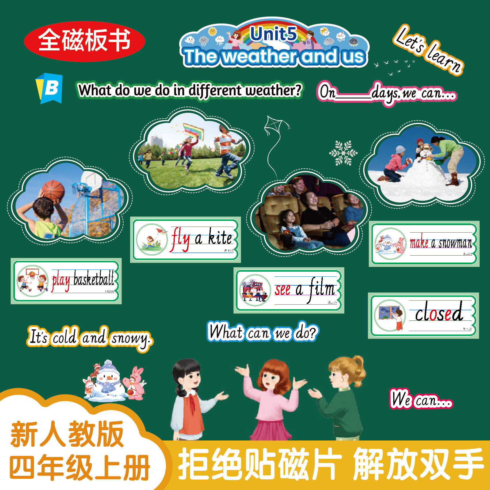 新人教英语四上公开课全磁板书贴