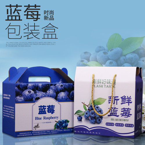 蓝莓包装盒鲜果蓝莓1-2斤装高档手提礼品盒水果包装纸箱空盒定制 - 封面