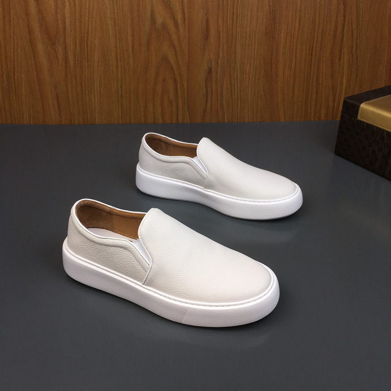 乐福鞋男纯皮夏季透气鞋低帮板鞋