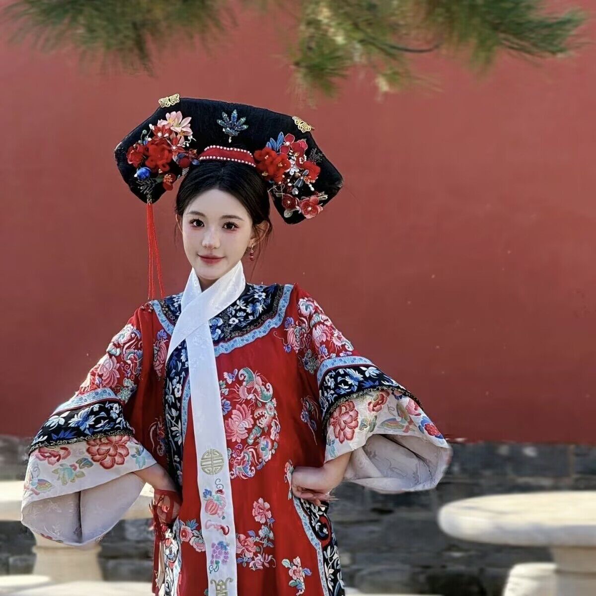 甄嬛传同款衣服清朝氅衣清代女装中国风先秦唐宋明清表演汉服旗装