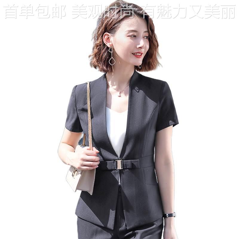 春201夏新款女装子短修身西小装外套长裤半身裙职业两袖件套装女