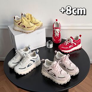 8cm超轻便老爹鞋2026早春款小个子隐形内增高户外百搭休闲德训鞋