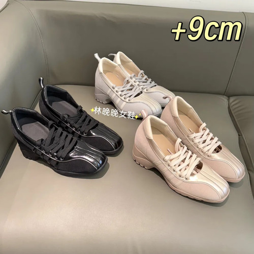 【内增高9cm】夏季方头机能风绑带休闲玛丽珍单鞋26s芭蕾鞋