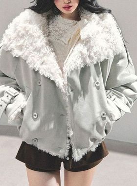 【绒化冬日】时尚韩版简约通勤设计感休闲外套2025冬季新款毛外套