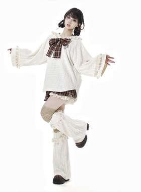 【杏运蛋糕】秋季新款日系小个子连帽外套+蓬蓬格纹短裙两件套女