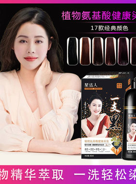 润丝丹一支黑染发剂植物泡泡洗发染发膏自然黑 易上色
