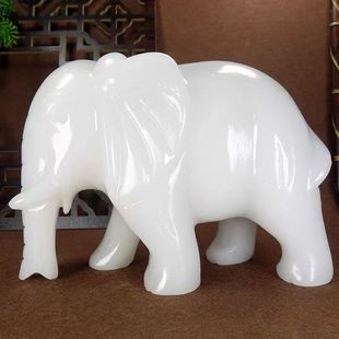 阿富汗摆件白玉大象吸水象原创自制现代高档家居工艺品摆件纯天然