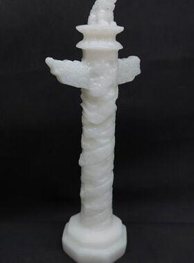 天然白玉天安门华表石雕摆件大号