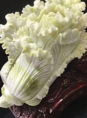 天然蓝田玉创意抬头白菜摆件玉石家居开业送礼品客厅简约原创岫玉