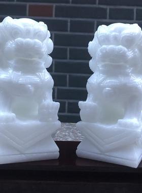 玉狮阿富汗白玉摆件镇宅玄关玉石