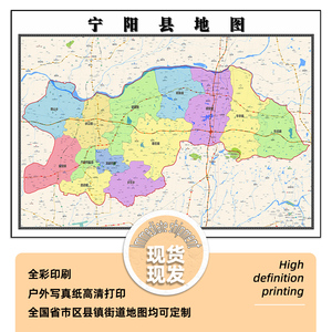 宁阳县地图1.15m办公室装饰画泰安市行政交通区域划分高清折叠版