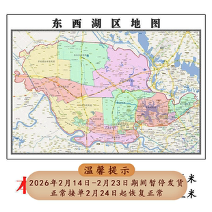 东西湖区地图1.15m办公室书房装饰画武汉市区域划分高清折叠版