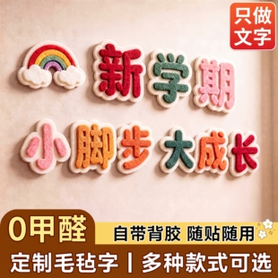 毛毡字定制小学幼儿园教室文化主题字自带背胶软木板多色墙贴文字