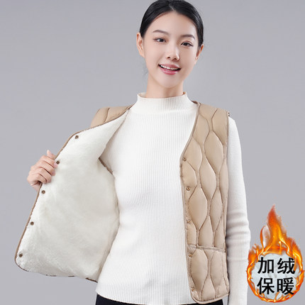 2024新款秋冬羽绒棉马甲女加绒加厚保暖坎肩短款时尚百搭内穿背心