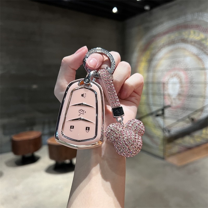 适用凯迪拉克钥匙套xt5xt4xtsxt6 srx atslct6汽车高档包扣壳真皮