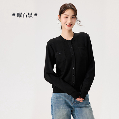 Q 圆领排扣开衫DJN9202女士春秋款打底衫短款上衣内搭外穿轻便