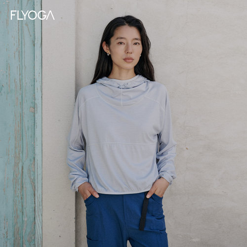 FLYOGA飞蓝瑜伽外套美利奴羊毛女运动健身跑步训练服套头连帽衫